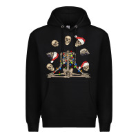 Black christmas human skeleton and skulls Premium Hoodie - FaDigitalArtStudio