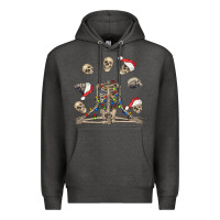 Charcoal Heather christmas human skeleton and skulls Premium Hoodie - FaDigitalArtStudio