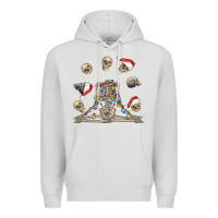 Dove Grey christmas human skeleton and skulls Premium Hoodie - FaDigitalArtStudio