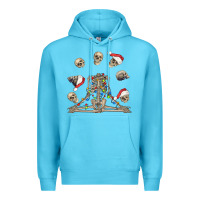 Ocean Blue christmas human skeleton and skulls Premium Hoodie - FaDigitalArtStudio