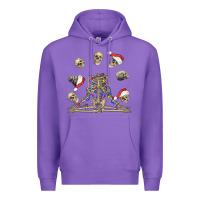 Purple christmas human skeleton and skulls Premium Hoodie - FaDigitalArtStudio