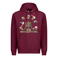 Burgundy christmas human skeleton and skulls Premium Hoodie - FaDigitalArtStudio