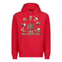 Red christmas human skeleton and skulls Premium Hoodie - FaDigitalArtStudio