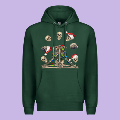 Christmas Human Skeleton And Skulls Premium Hoodie Designed By Fadigitalartstudio