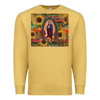 Antique Gold sunflower serape lady of guadalupe Premium Sweatshirt - RanaPortraitStore