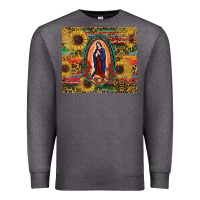Charcoal Heather sunflower serape lady of guadalupe Premium Sweatshirt - RanaPortraitStore