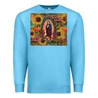 Ocean Blue sunflower serape lady of guadalupe Premium Sweatshirt - RanaPortraitStore