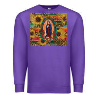 Purple sunflower serape lady of guadalupe Premium Sweatshirt - RanaPortraitStore