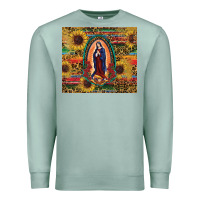Seafoam sunflower serape lady of guadalupe Premium Sweatshirt - RanaPortraitStore