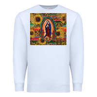 White sunflower serape lady of guadalupe Premium Sweatshirt - RanaPortraitStore