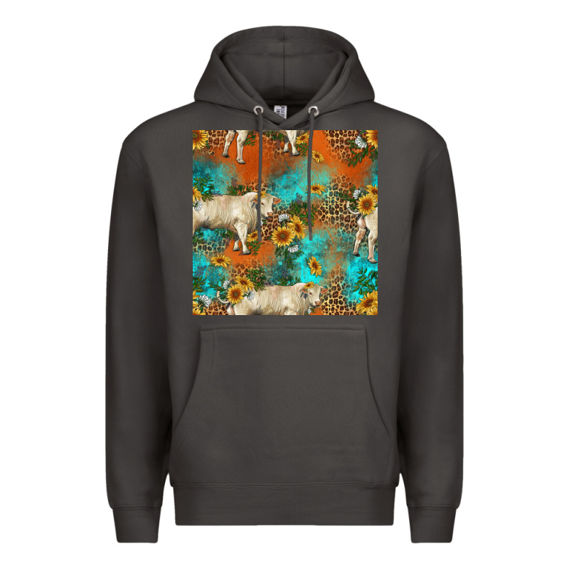 Western Charolais Cow Seamless Pattern Premium Hoodie by HRA Design Shop | Teevron