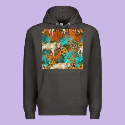 Western Charolais Cow Seamless Pattern Premium Hoodie Designed By Hra Design Shop