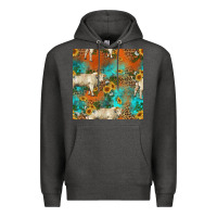 Charcoal Heather western charolais cow seamless pattern Premium Hoodie - HRA Design Shop