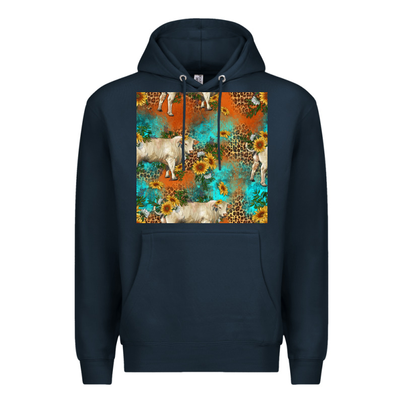 Western Charolais Cow Seamless Pattern Premium Hoodie by HRA Design Shop | Teevron