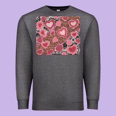 Premium Sweatshirt valentines day hearts with leopard and cowhide
