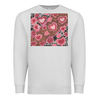 Dove Grey valentines day hearts with leopard and cowhide Premium Sweatshirt - RanaPortraitStore