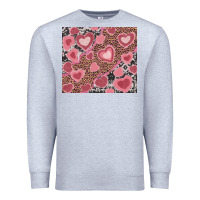 Heather Grey valentines day hearts with leopard and cowhide Premium Sweatshirt - RanaPortraitStore