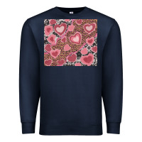 Navy valentines day hearts with leopard and cowhide Premium Sweatshirt - RanaPortraitStore