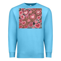 Ocean Blue valentines day hearts with leopard and cowhide Premium Sweatshirt - RanaPortraitStore