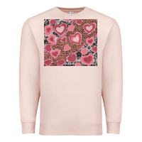 Pale Pink valentines day hearts with leopard and cowhide Premium Sweatshirt - RanaPortraitStore