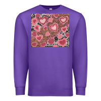 Purple valentines day hearts with leopard and cowhide Premium Sweatshirt - RanaPortraitStore