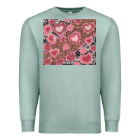 Seafoam valentines day hearts with leopard and cowhide Premium Sweatshirt - RanaPortraitStore