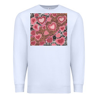 White valentines day hearts with leopard and cowhide Premium Sweatshirt - RanaPortraitStore