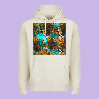 Western Bison And Sunflowers Seamless Pattern Premium Hoodie Designed By Hra Design Shop