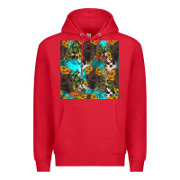 Red western bison and sunflowers seamless pattern Premium Hoodie - HRA Design Shop