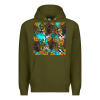 Army Green western bison and sunflowers seamless pattern Premium Hoodie - HRA Design Shop