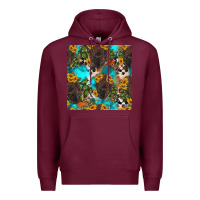 Burgundy western bison and sunflowers seamless pattern Premium Hoodie - HRA Design Shop