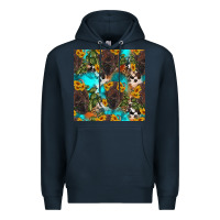 Navy western bison and sunflowers seamless pattern Premium Hoodie - HRA Design Shop