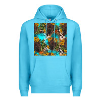 Ocean Blue western bison and sunflowers seamless pattern Premium Hoodie - HRA Design Shop