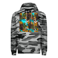 Slate Camo western bison and sunflowers seamless pattern Premium Hoodie - HRA Design Shop