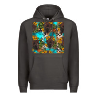 Smoke western bison and sunflowers seamless pattern Premium Hoodie - HRA Design Shop