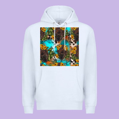 Western Bison And Sunflowers Seamless Pattern Premium Hoodie Designed By Hra Design Shop
