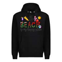 Black the beach is my happy place Premium Hoodie - CowhideDigitalArt