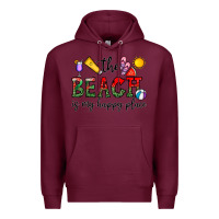 Burgundy the beach is my happy place Premium Hoodie - CowhideDigitalArt