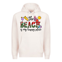 Pale Pink the beach is my happy place Premium Hoodie - CowhideDigitalArt
