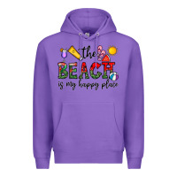 Purple the beach is my happy place Premium Hoodie - CowhideDigitalArt