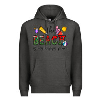 Charcoal Heather the beach is my happy place Premium Hoodie - CowhideDigitalArt