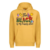 Mustard the beach is my happy place Premium Hoodie - CowhideDigitalArt