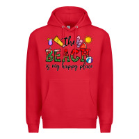 Red the beach is my happy place Premium Hoodie - CowhideDigitalArt