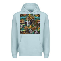 Blue Mist western two cute heifers seamless pattern Premium Hoodie - HRA Design Shop
