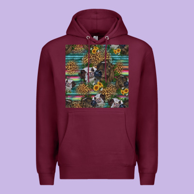 Western Two Cute Heifers Seamless Pattern Premium Hoodie Designed By Hra Design Shop