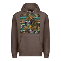 Coffee western two cute heifers seamless pattern Premium Hoodie - HRA Design Shop