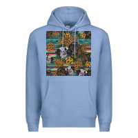 Colony Blue western two cute heifers seamless pattern Premium Hoodie - HRA Design Shop