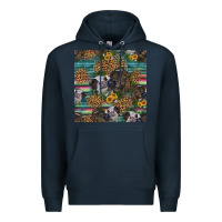 Navy western two cute heifers seamless pattern Premium Hoodie - HRA Design Shop