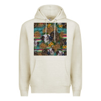 Oatmeal Heather western two cute heifers seamless pattern Premium Hoodie - HRA Design Shop