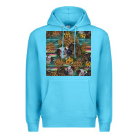 Ocean Blue western two cute heifers seamless pattern Premium Hoodie - HRA Design Shop